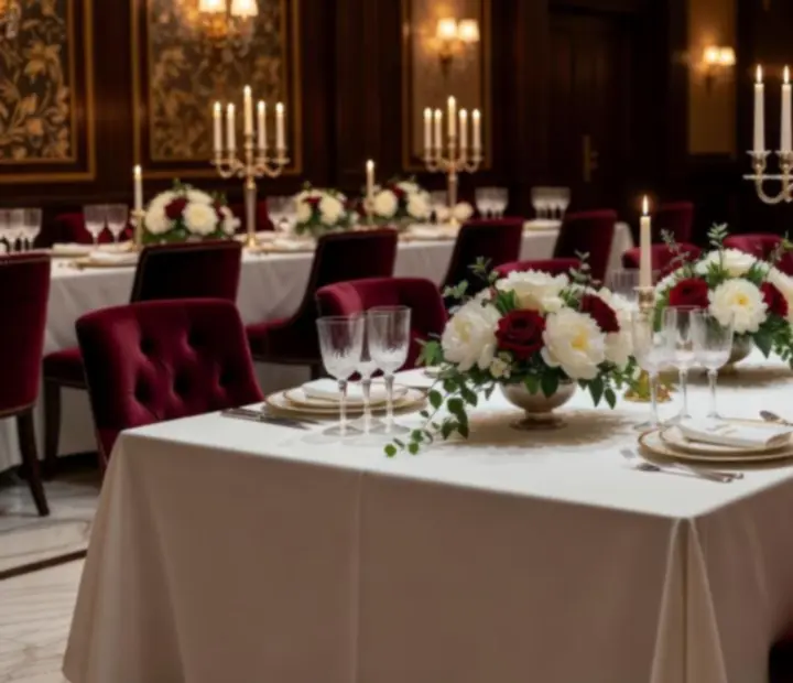 Elegancka sala restauracyjna przygotowana na prywatne przyjęcie