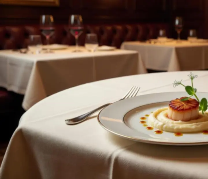 Detal eleganckiego dania w restauracji fine dining
