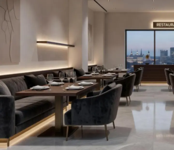 Eleganckie wnętrza restauracji z dopracowaną aranżacją stołów