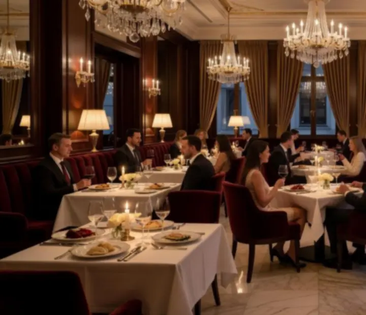 Elegancka sala restauracyjna przygotowana na wieczorną kolację