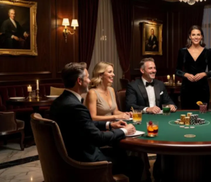 Elegancki wieczór pokerowy VIP przy symbolicznym stole z żetonami